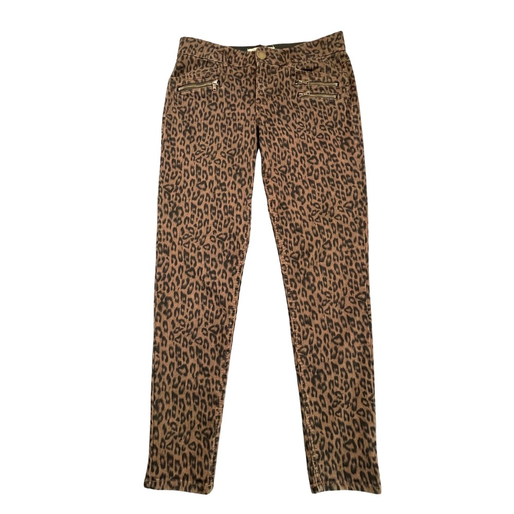 Democracy Womens 8 Ab solution Leopard Print Zipper Ankle Pants Skinny Stretch